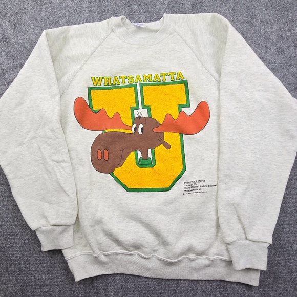 Rare Vintage Bullwinkle J Moose Whatsamatta University Class Of 65 Sweatshirt XL - Picture 1 of 6
